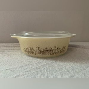 Vintage Pyrex Mushrooms Small Casserole Dish With Lid